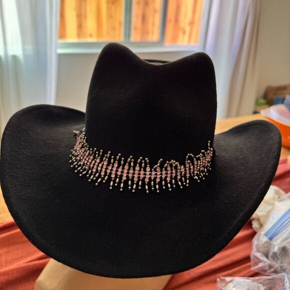 Wrangler Twenty X Wool Cowboy Hat Black‎ Beaded Band Medium Western main image 4